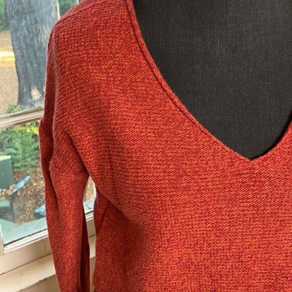 Old Navy rust melange sweater tunic medium slight hi-lo hem EUC - Picture 5 of 9